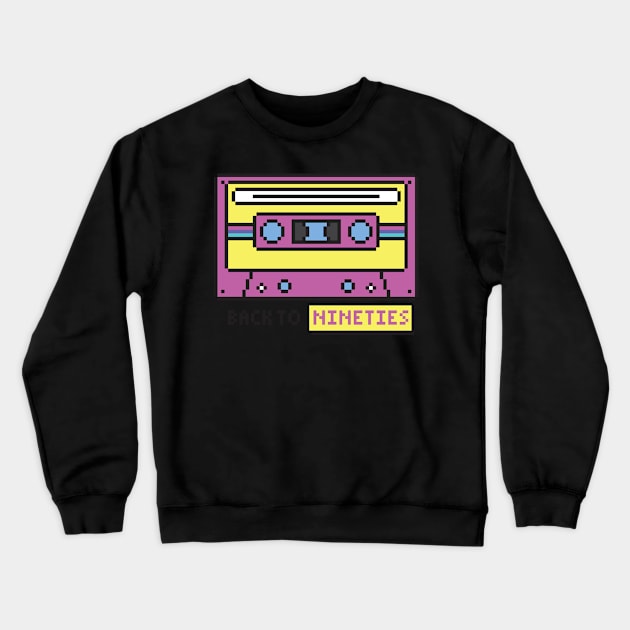 Back To Nineties 90s Retro Cassette Crewneck Sweatshirt by wbdesignz